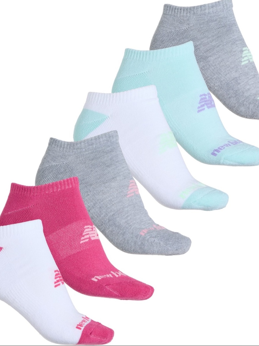 New Balance 6Pk Logo No-Show Cushioned Socks-Below the Ankle